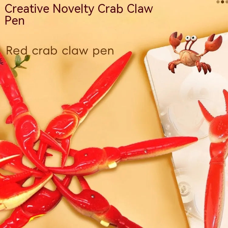 Crab-themed ballpoint pen with pressable can clip fidget mechanism