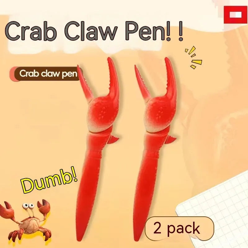 Crab-themed ballpoint pen with pressable can clip fidget mechanism
