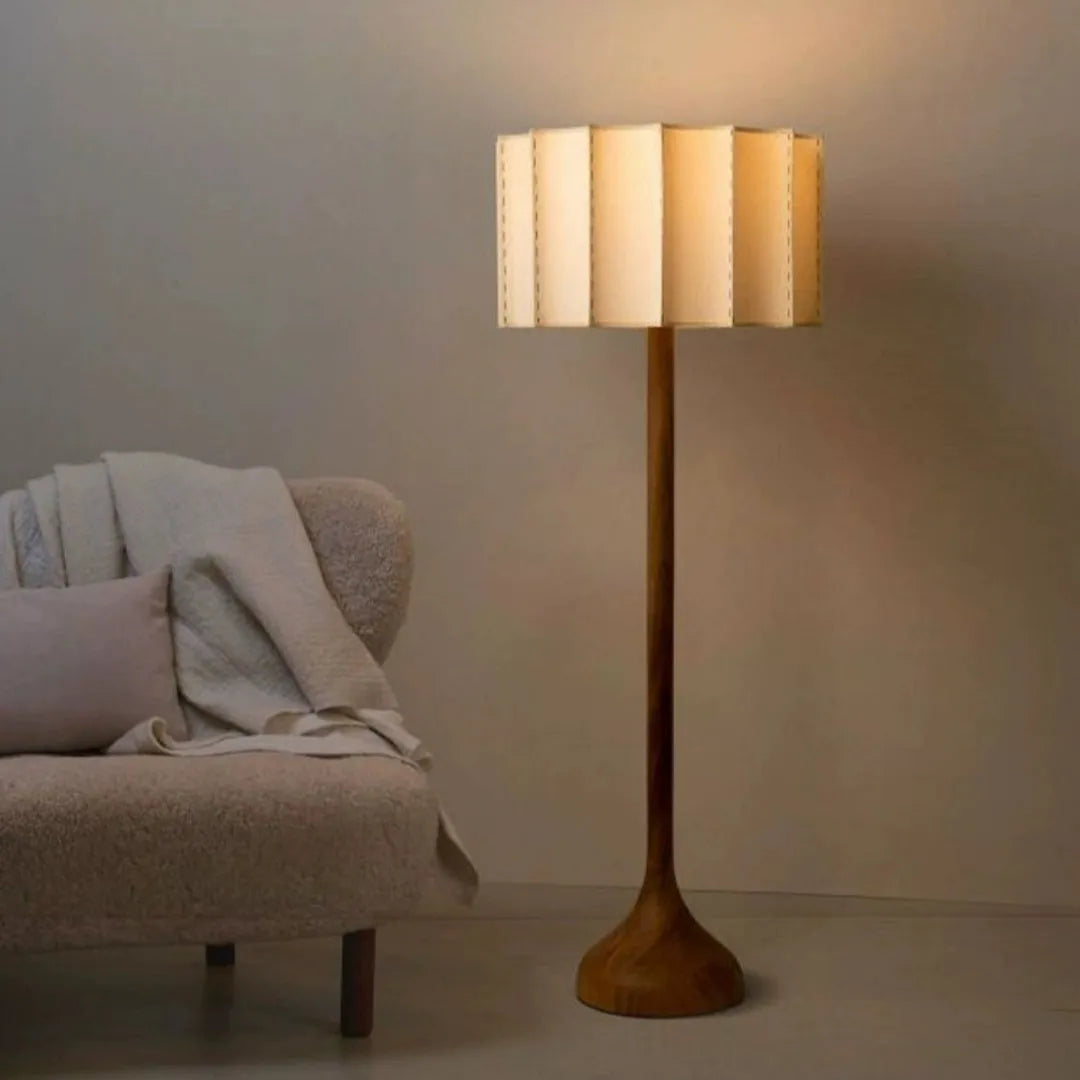 Japanese-style solid wood table lamp with three-color light, 32x50cm, for living room