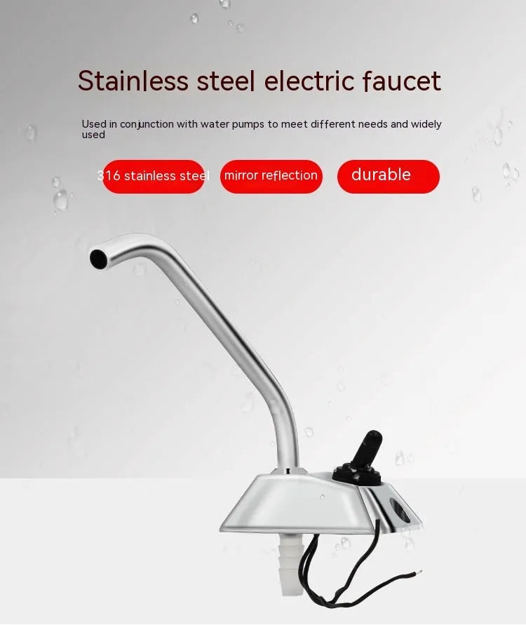 Electronic control RV kitchen faucet with mirror polished 316 stainless steel finish
