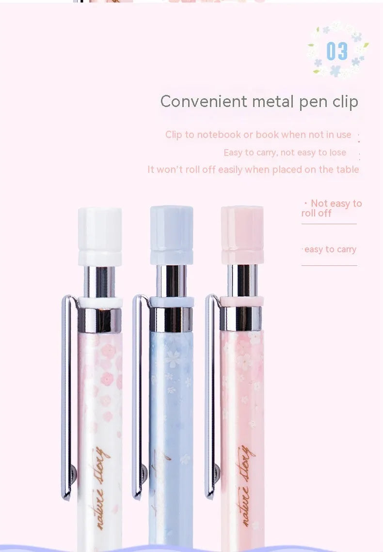 0.5mm cartoon automatic pencil set with three HB pencils and refill boxes in mixed colours