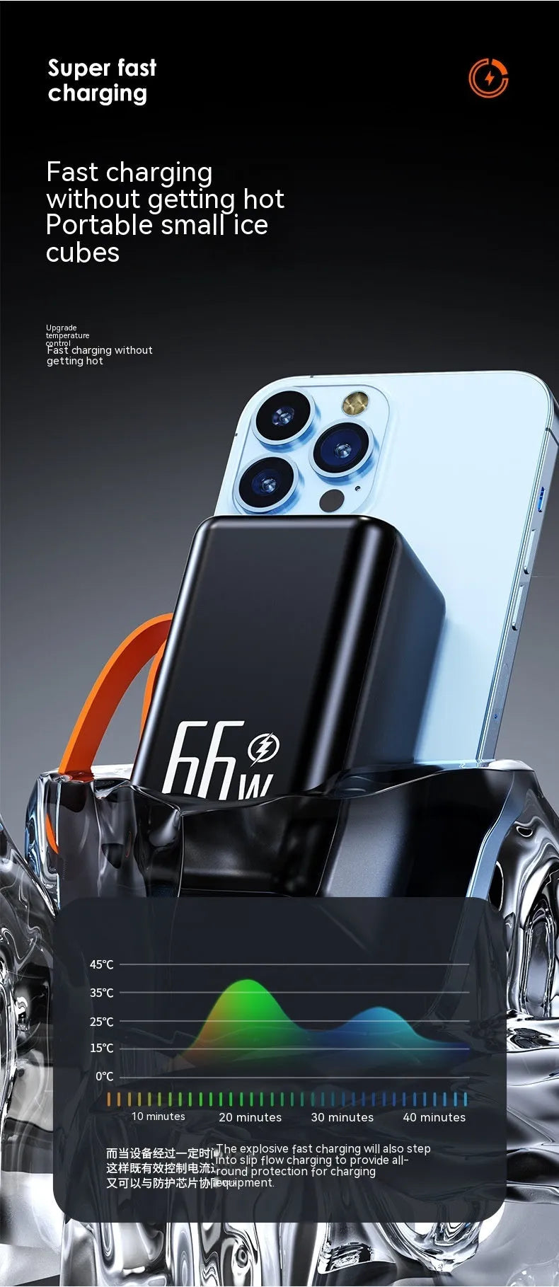 Black and white PD66W fast charge 20000 mAh creative design power bank.