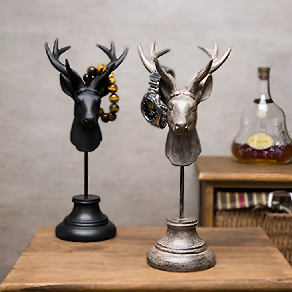 Solid natural resin deer sculpture home decoration ornament in wood colour finish.