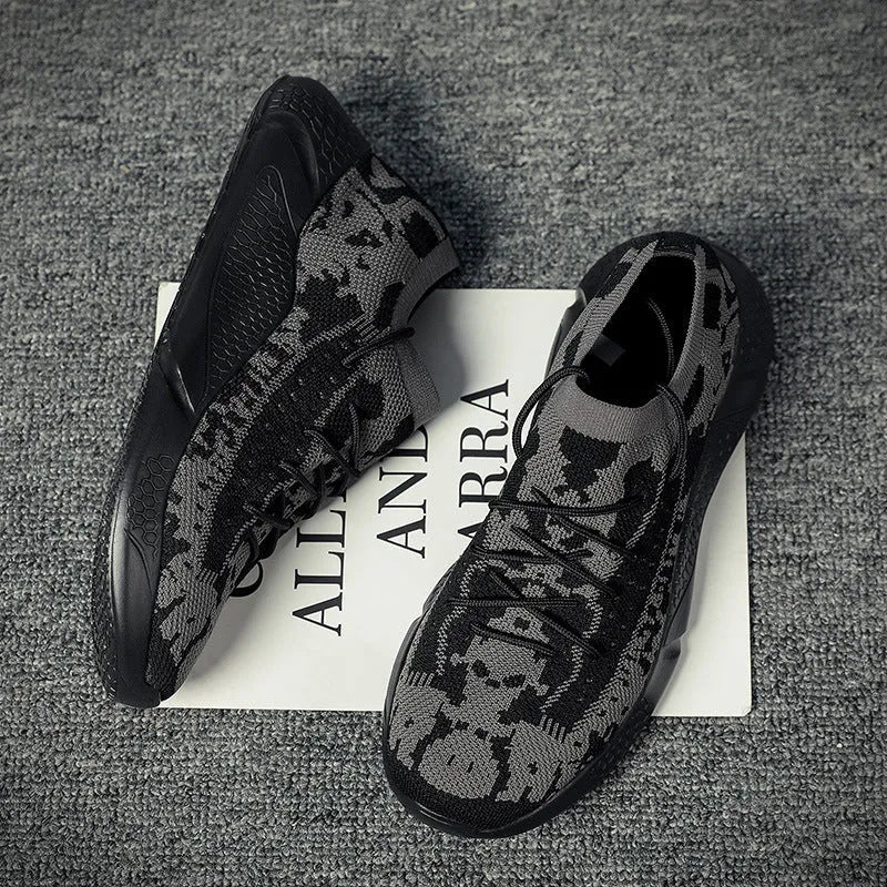 Men's breathable high-top jogging sneakers with artificial PU upper, lace-up closure, and colour-matched design for sports casual wear