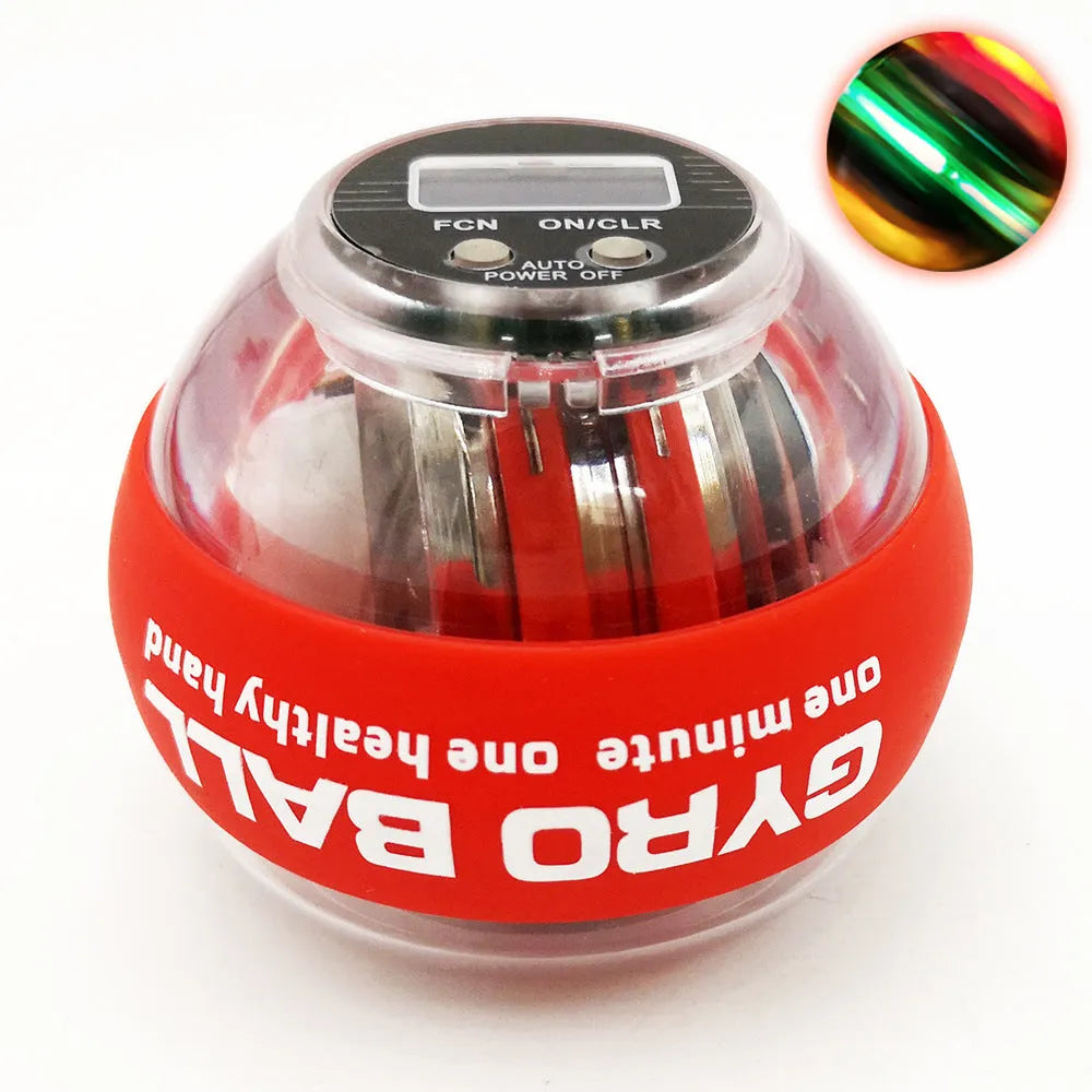 Self-starting luminous count wrist strength ball with ferroalloy core in black colour on white background