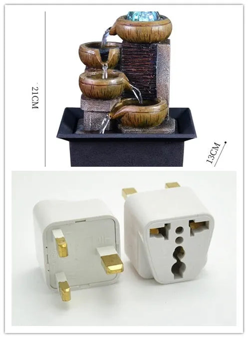 European desktop fountain with running water, crystal ball and carved environmental resin and stone powder body