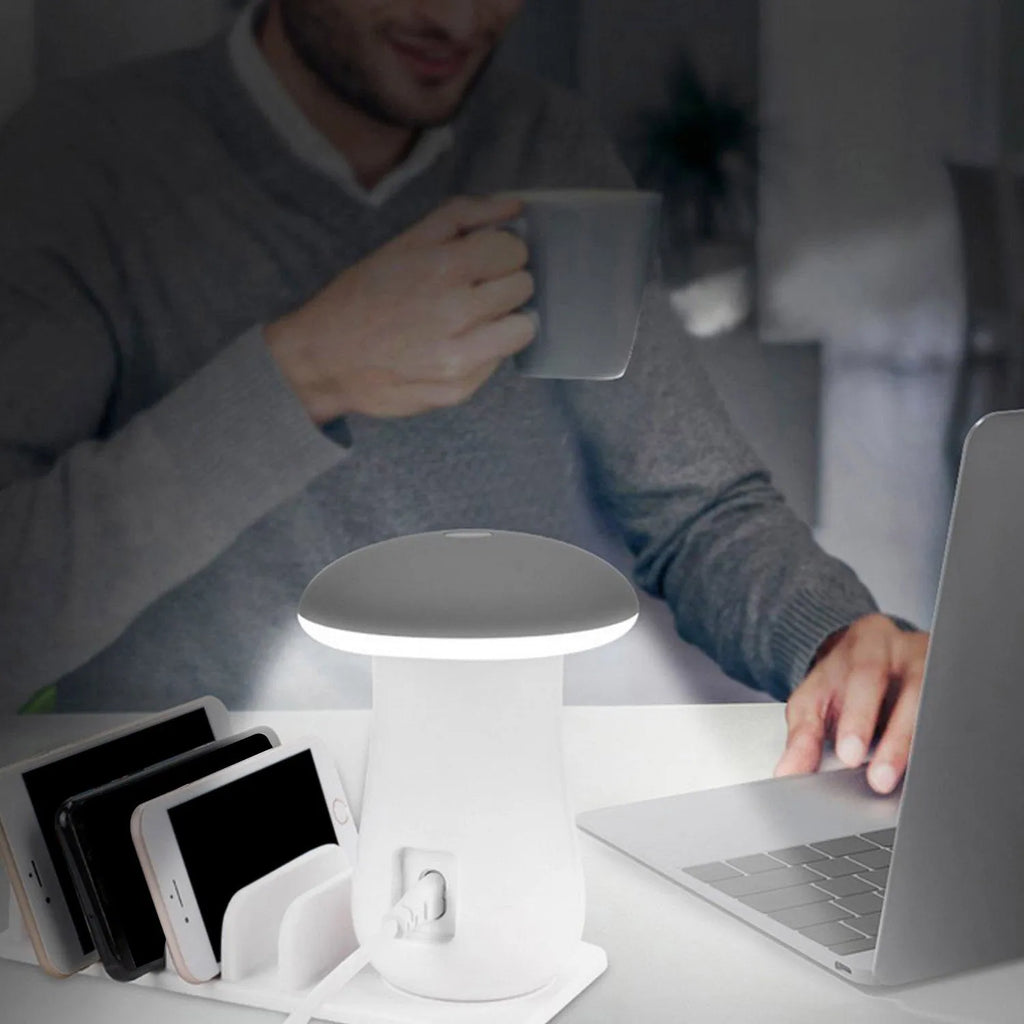 Mushroom-shaped 5-port USB charging dock station with LED lamp for Android Galaxy devices
