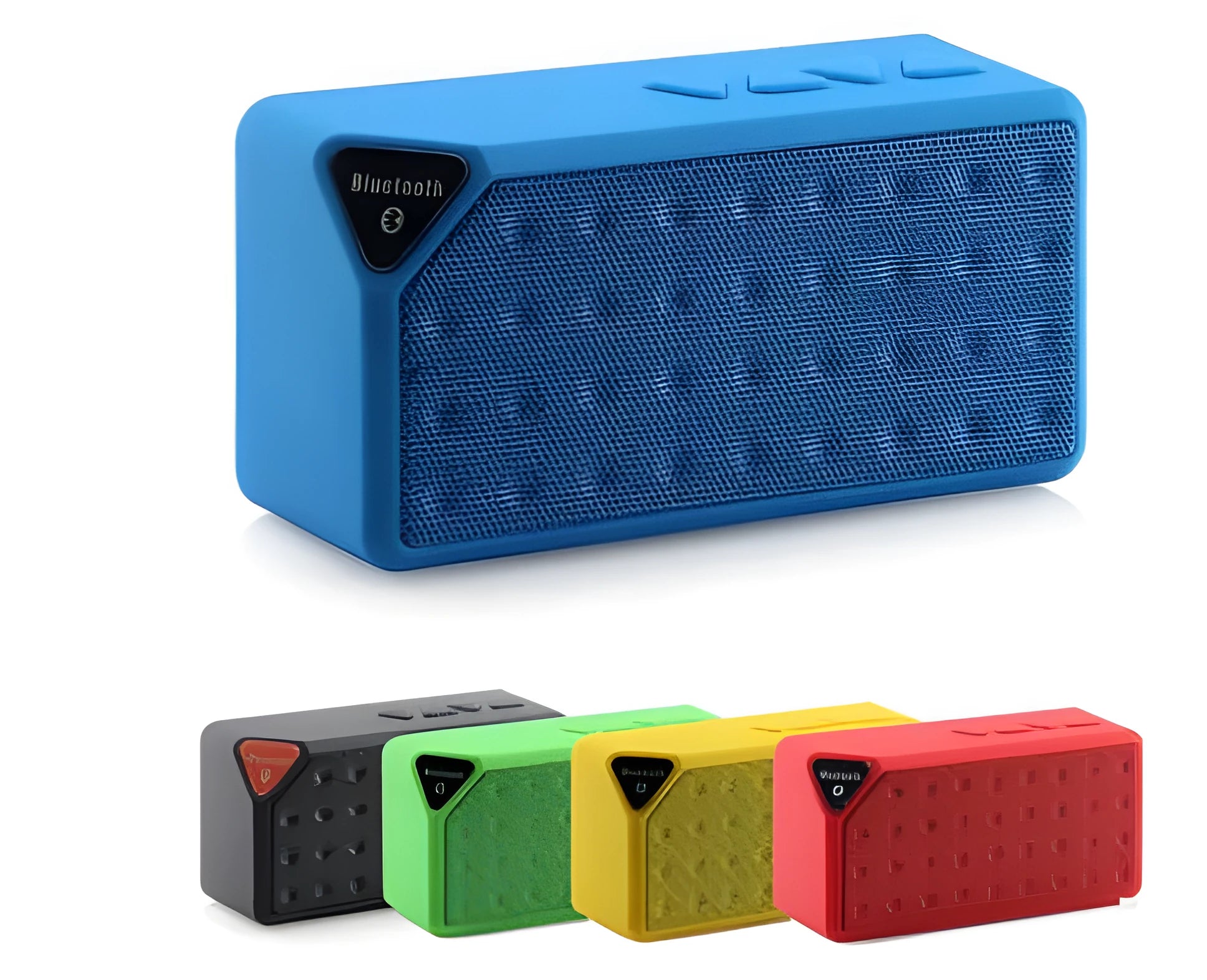 Cannon X3 portable wireless Bluetooth speaker mini cube in black, blue, green, red, or yellow.
