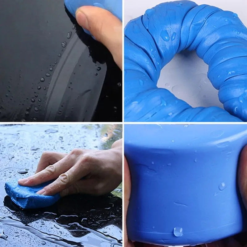 Dark blue Magic Clay car washing mud block with universal fit for paint decontamination