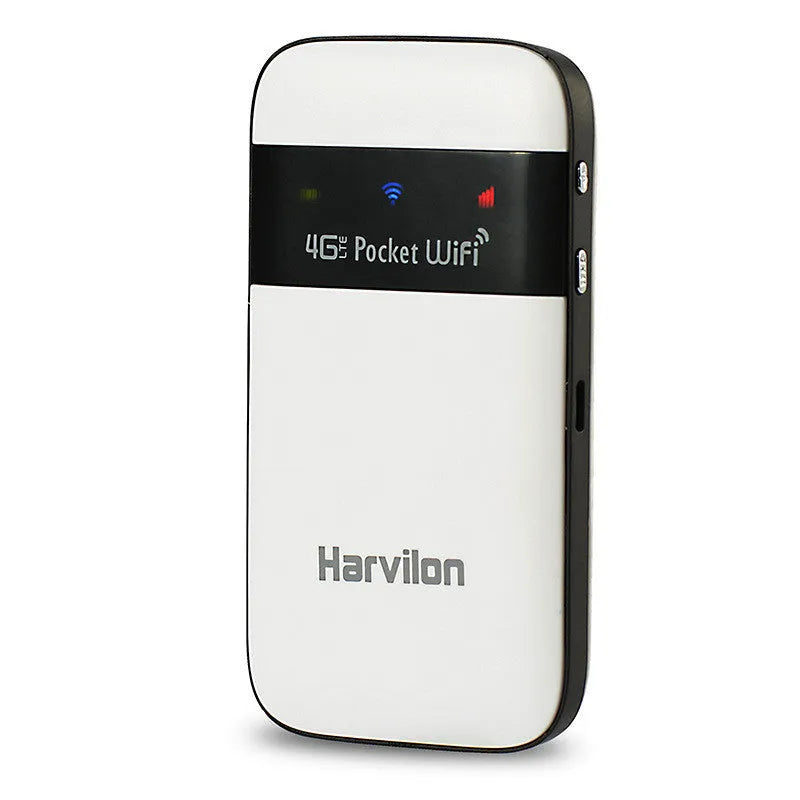 White 4G LTE mobile wireless router with LED light display and SIM card slot
