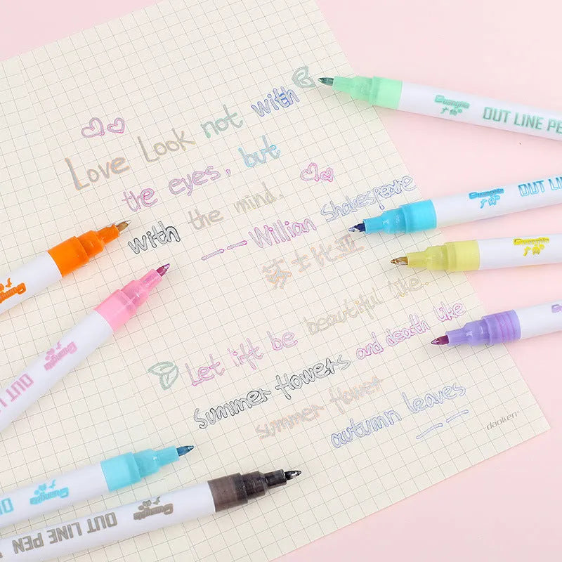 Highlighter pen student marker with 1mm-2mm line width, water-based ink, Japanese plastic nib, available in multiple colours