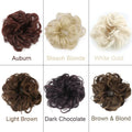 Wig hair circle synthetic hair band with adjustable elastic, heat resistant, in Jet Black or Auburn, for buns and ponytails.