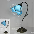 Retro American desk lamp with glass lotus shade in sofa tea art style