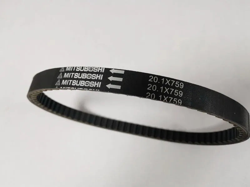 Black motorcycle drive belt for Jili GP110 and Guangyang models, size 20.1-759