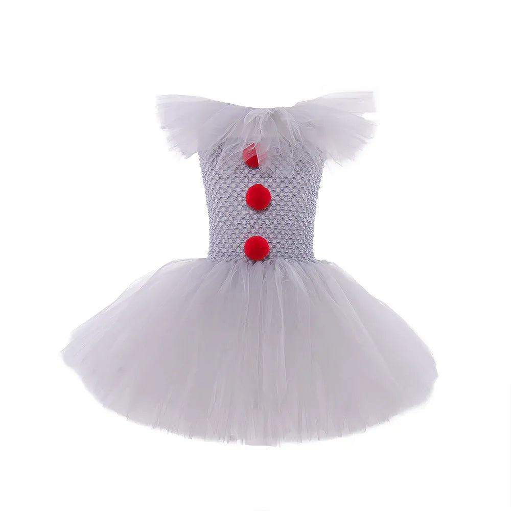 Children's mesh princess dress Halloween costume set with hairpin and gloves