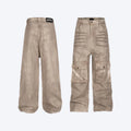 Marble dark straight loose A-line casual trousers in pure cotton denim for teenager leisure wear
