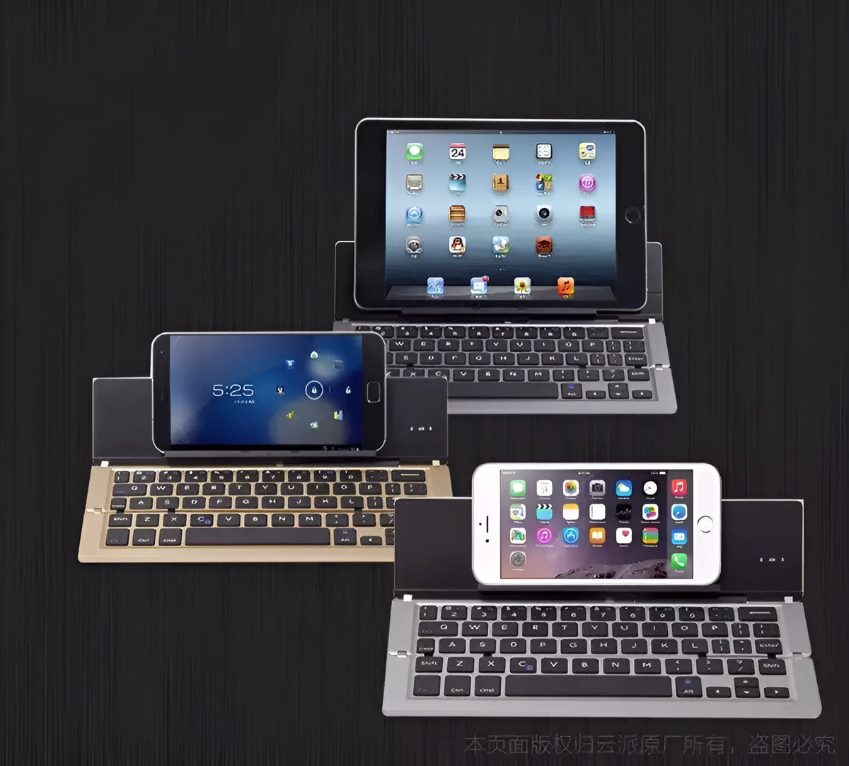 Foldable aluminium wireless Bluetooth keyboard, 22.6cm, for Apple Android Windows tablets and smartphones, four colours