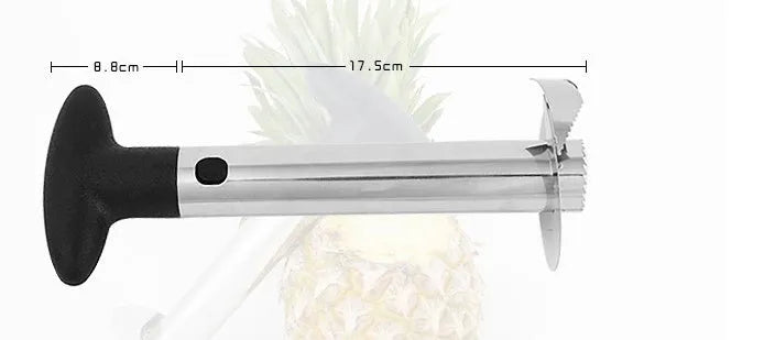 Stainless steel pineapple corer slicer with coloured ABS handle on a kitchen counter
