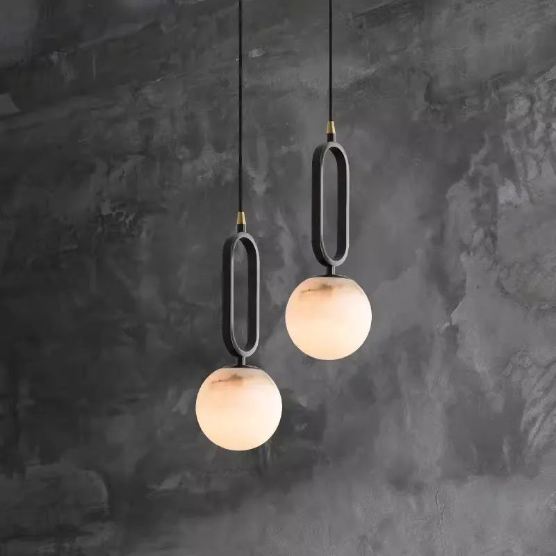 Nordic creative living room wall light with marble shade and copper fixture in black 12cm size