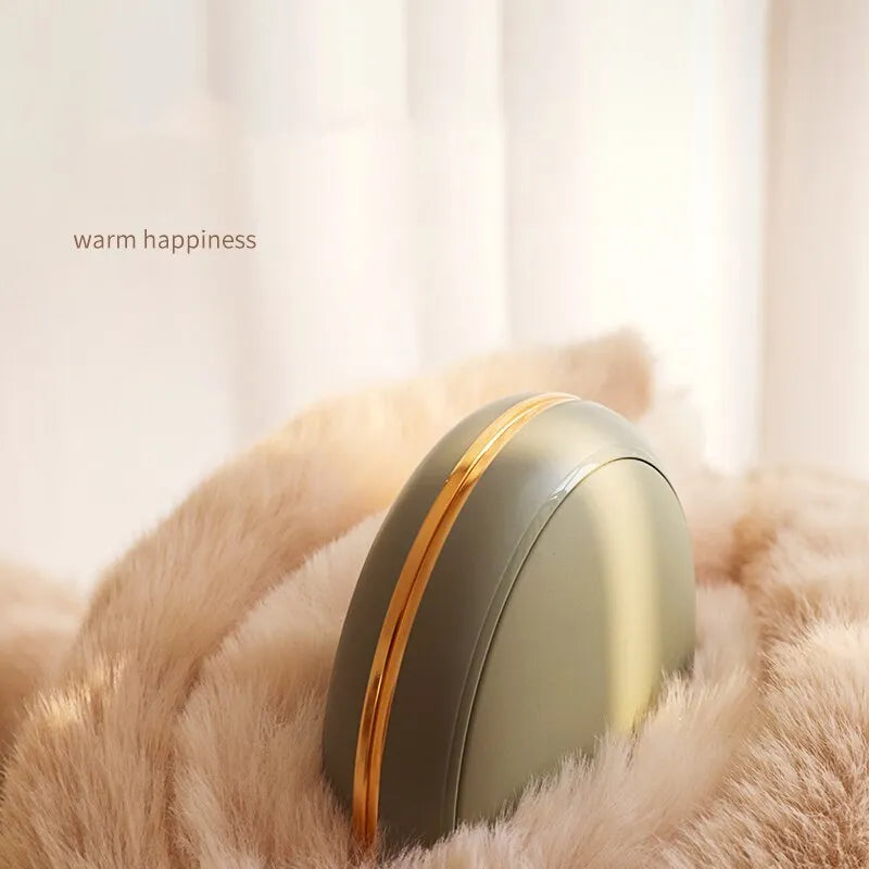 Brown portable USB power bank with 10000mAh capacity and hand warmer function showing USB-C port