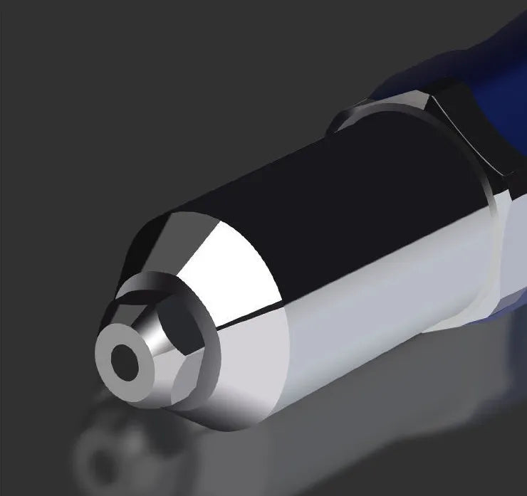 Electric rivet gun set with carbon steel body, blue and black, 160mm length, includes blind rivets and converters