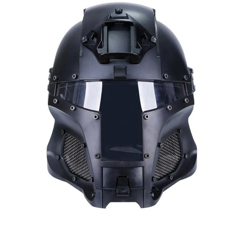 Medieval iron warrior helmet in Black, Earthy, Green or Grey, adjustable 54-64cm, lens or steel mesh version.