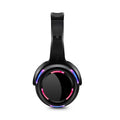 Black silent disco wireless headphones with head-mounted design and 3.5mm plug for event use