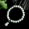 Ice jade unisex bracelet with 8mm flower purse style and Chinese national design