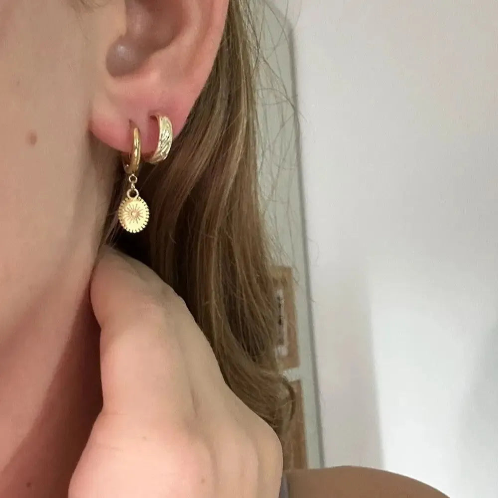 Women's stainless steel geometric earrings with ellipse design in colour XY-EH005