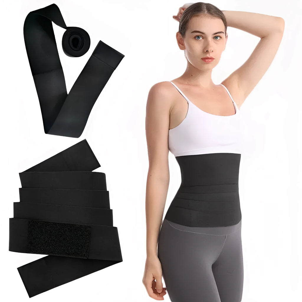 Women's polyester fibre waist trainer exercise restraint belt showing 10cm width and length options for body shaping