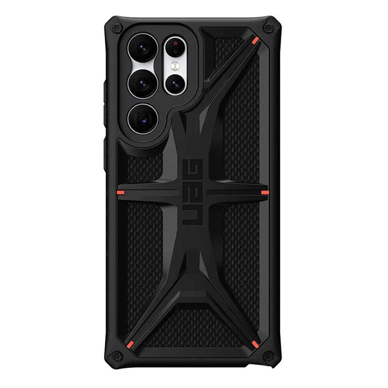 Black slim anti-fall phone case for Samsung Galaxy S22, S22 Plus and S22 Ultra, made from TPU and PC