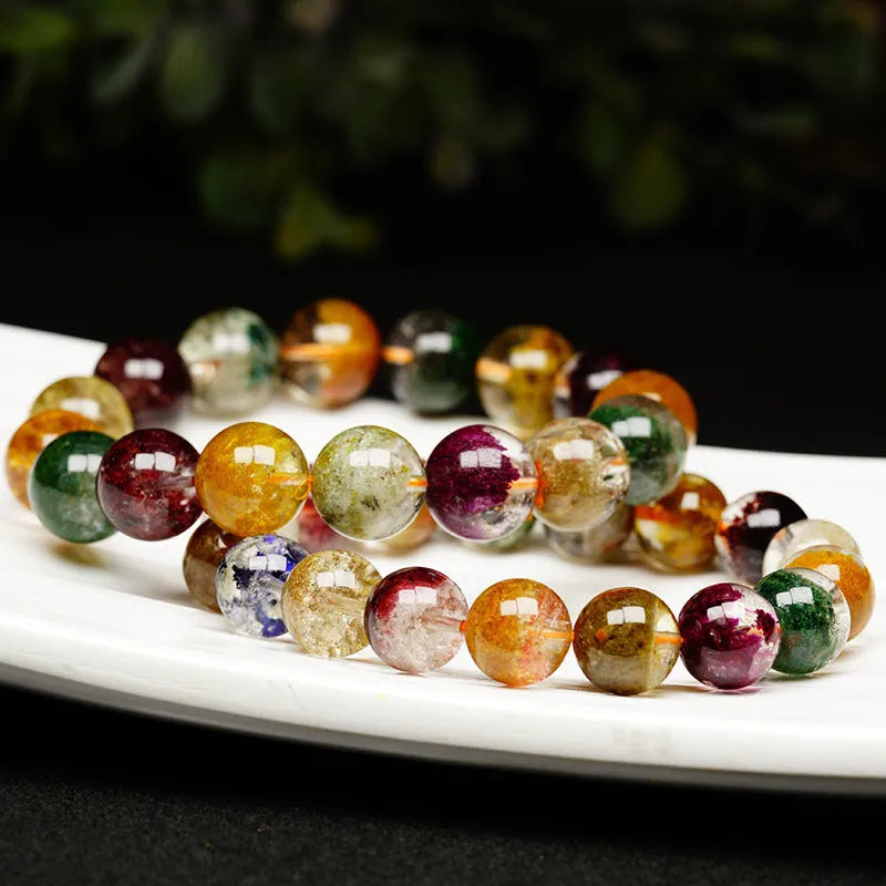 Crystal bead bracelet with colourful ghost cornucopia pattern in ethnic retro style