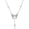 S925 pure silver butterfly heart pendant clavicle chain necklace with O-ring chain