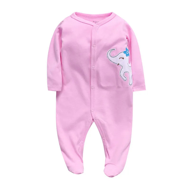 Cotton one-piece baby romper with dinosaur print for infants 3-12 months