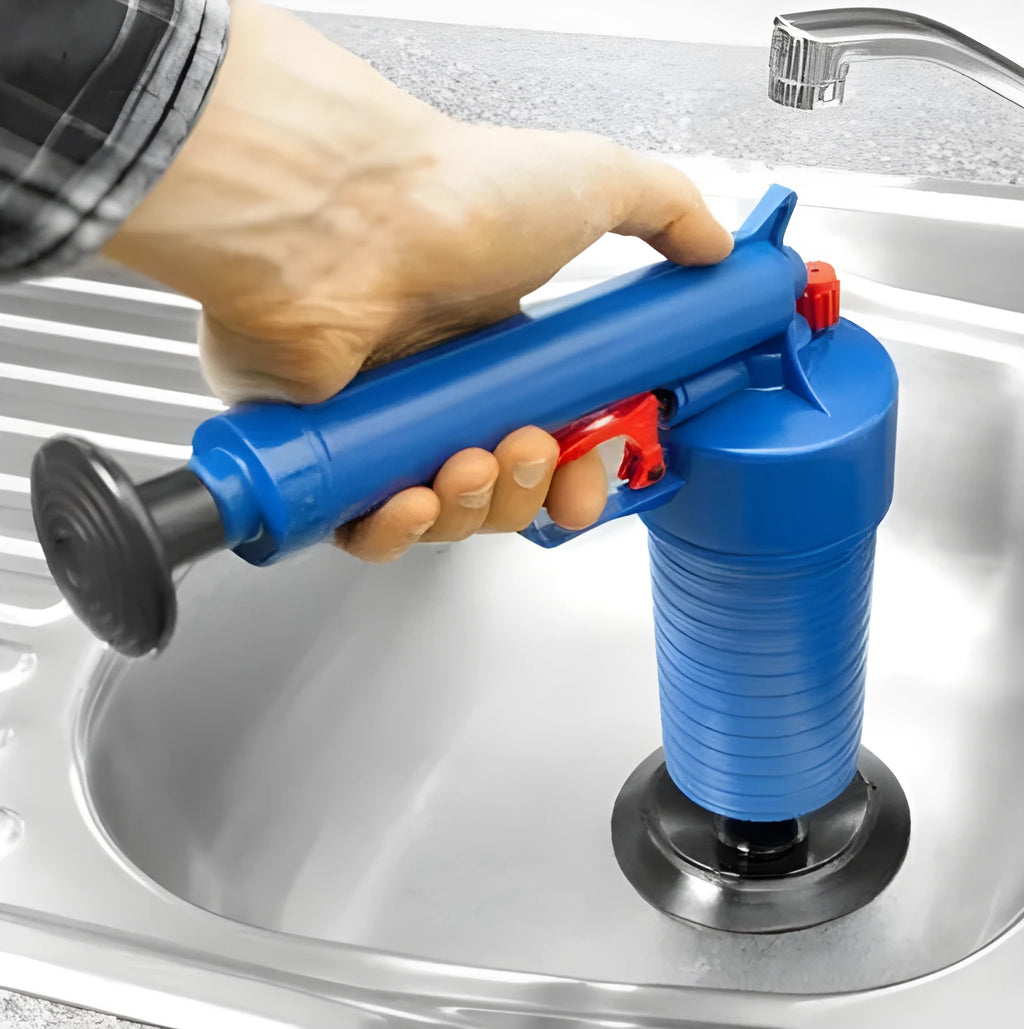 Air Power Drain Blaster Gun high-pressure manual pipe unblocker with four adaptor suckers