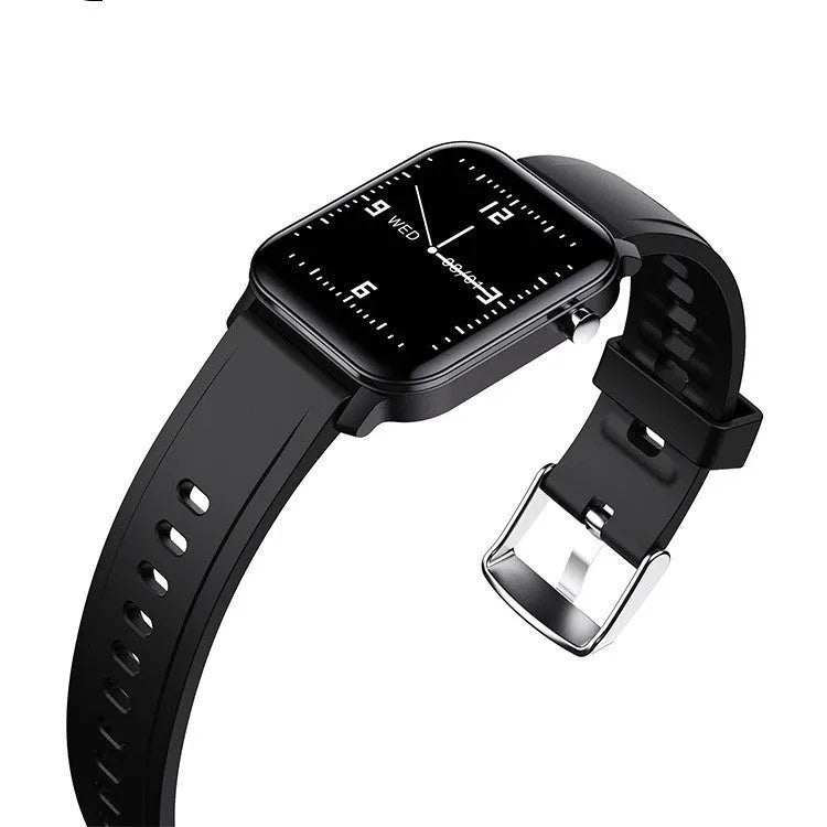 Black M2 smart bracelet watch with colour screen and silicone wristband on a wrist