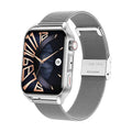 Black smart watch with 1.8-inch AMOLED screen and silicone strap on a wrist.