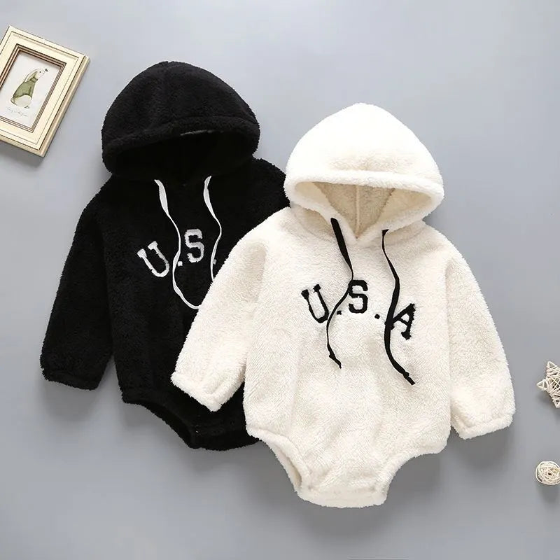 Cotton newborn foot coveralls with long sleeves in size 66cm for infant boys and girls