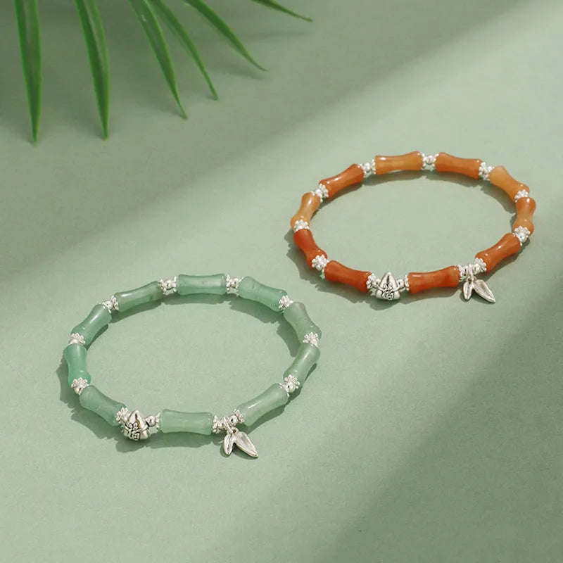 Green Aventurine bamboo strawberry crystal bracelet with electroplating and mixed natural stones