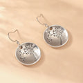 Round dandelion earrings in antique silver finish on zinc alloy for women