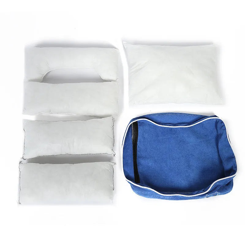 Bite resistant corduroy dog kennel in Blue colour, size XL, with dimensions 70 x 53 x 20 cm