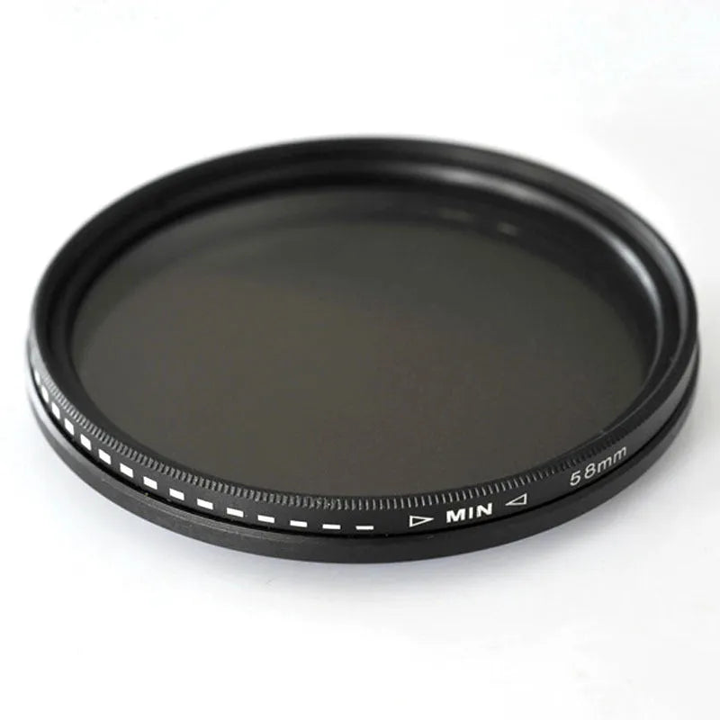 Adjustable multi-diameter ND grayscale camera filter for lens light control