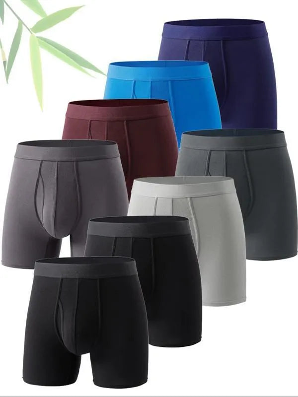Men's bamboo fibre lace boxer briefs in black - breathable nylon blend with cotton-lined cup - front view