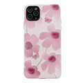 Pink flower pattern soft rubber iPhone case with lanyard hole