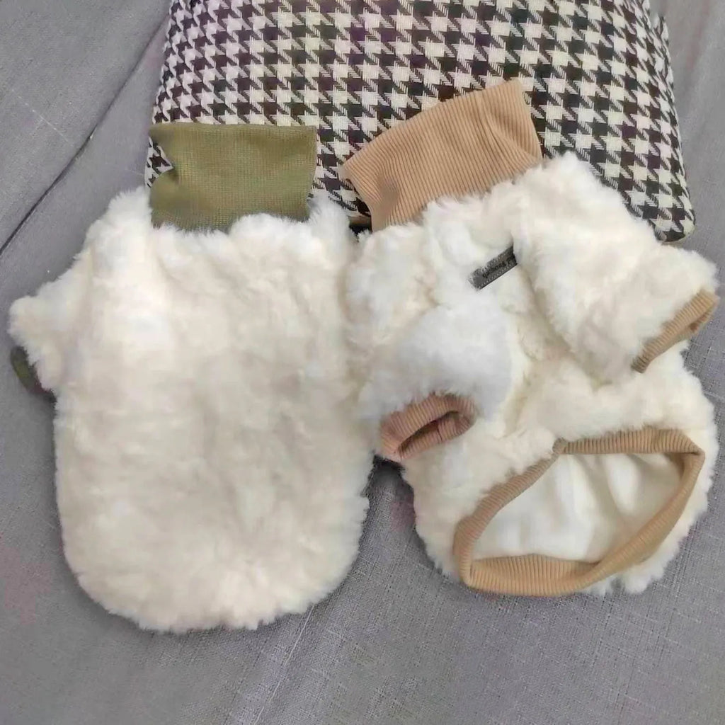 Thick turtleneck dog coat for small and medium-sized dogs in creamy green colour