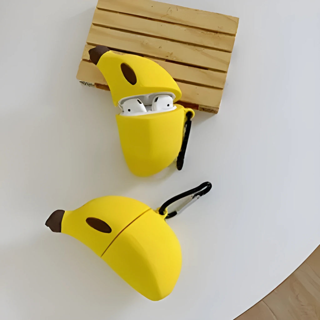 Yellow banana design silicone protective case for compatible AirPods Pro wireless headphones