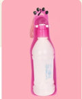 Portable pet cup drinker in pink, 600ml plastic outdoor water bottle for dogs
