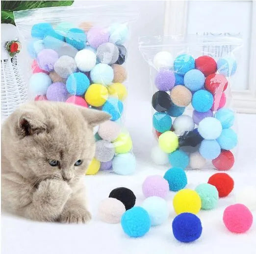 Set of soft plush cat toys with fluffy design and deformation compression balls