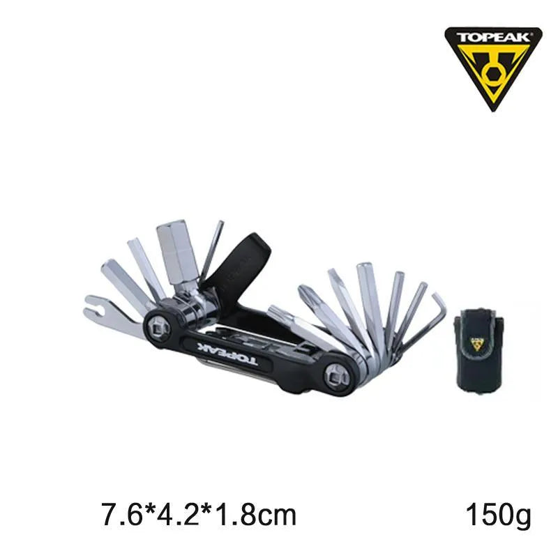 Set of four stainless steel bicycle repair multi-tools including TT2543, TT2536 gold, TT2536 black, and TT2552 9-function