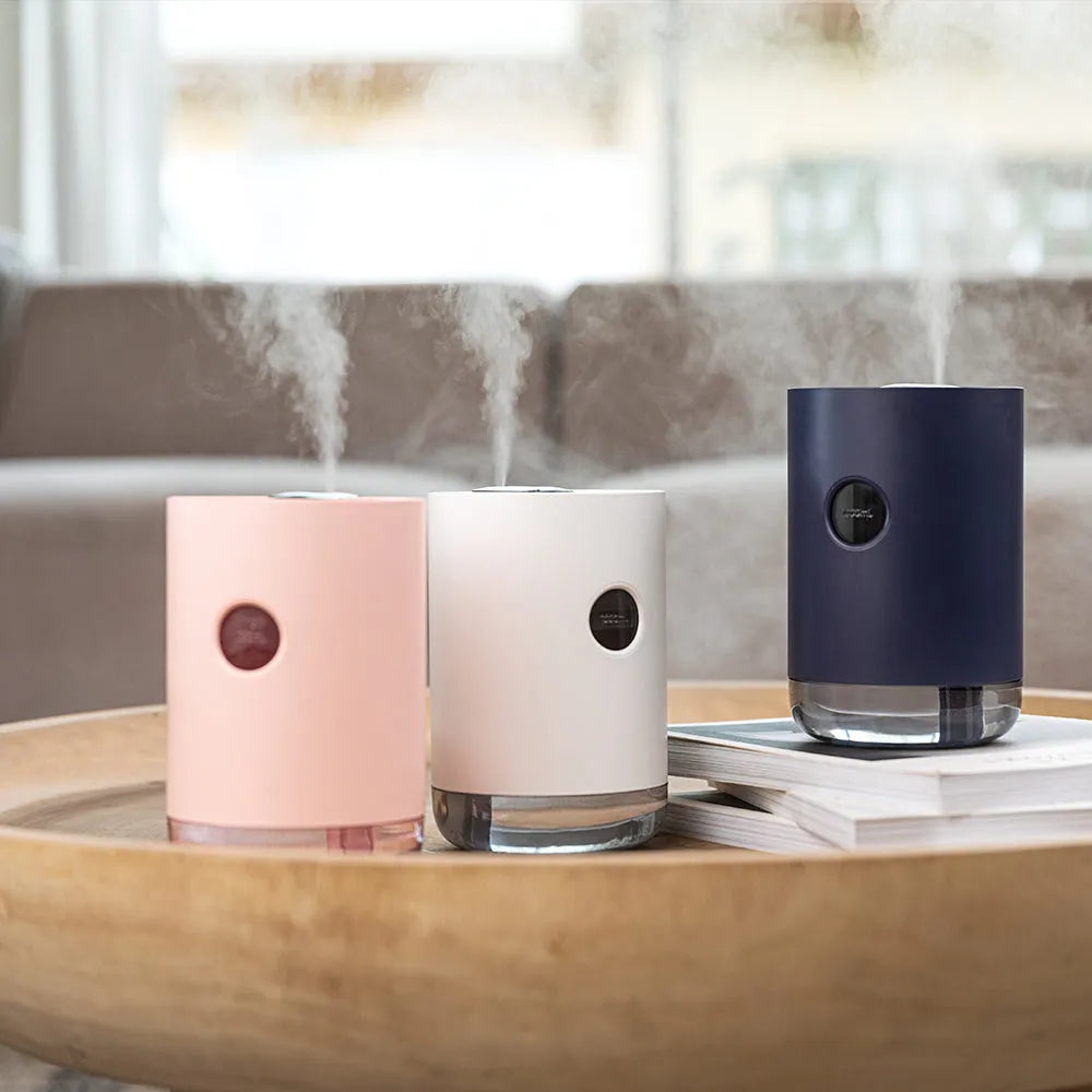 Wireless humidifier in white with USB cable, 1.0-2.5 litre tank for small rooms